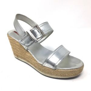 Prada Espadrille Wedge Sandals